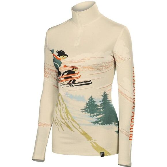 Neve Tops - Neve Ski Quarterzip Jumper Base Layer Top Silk Wool Blend For Women Beige sz S